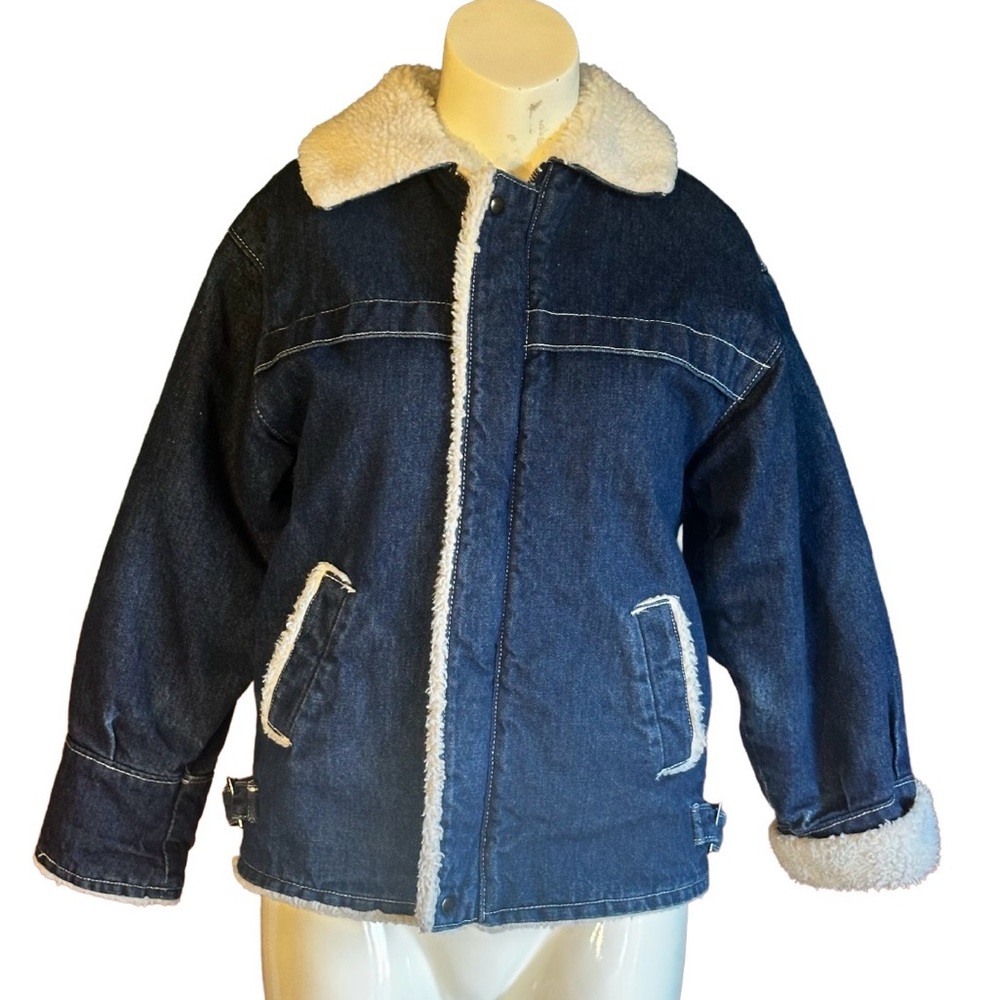 Vintage Denim Sherpa-Lined Jacket